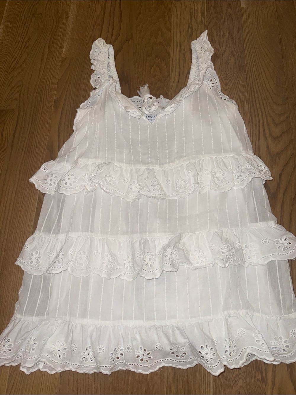 And Now This White Eyelet Ruffle Mini Dress